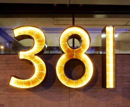 a large sign that says the number at 381 Cremorne in Melbourne