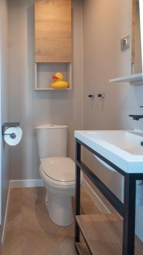 a bathroom with a white toilet and a sink at Camping Grande Italia in Chioggia