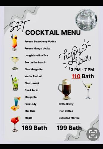 a flyer for a cocktail party with a glass of wine at SET INN restaurant & bar 1 & 2 in Kata Beach