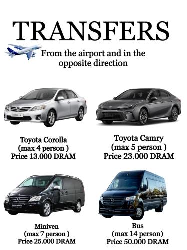 three different cars in a advertisement for transfers at Villa Sunshine ,apartment with 4 bedrooms ,whole apartment, апартаменты целиком in Dilijan