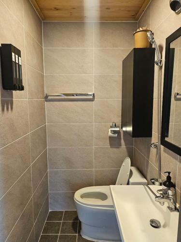 a bathroom with a toilet and a sink at 스테이 편차 in Pyeongchang 