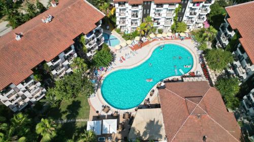 an overhead view of a swimming pool in a resort at LEMAS SUITE HOTEL in Side