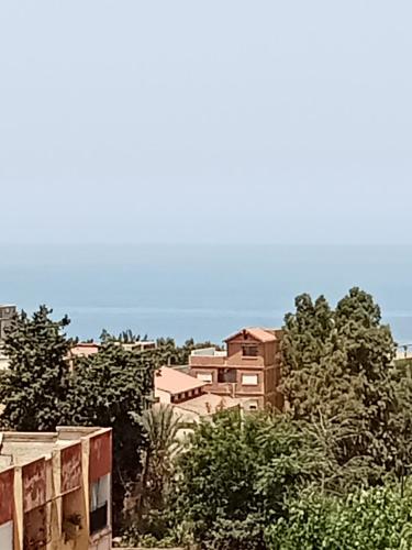 a group of buildings on a hill with trees at Cléopâtre in Tefeschoun