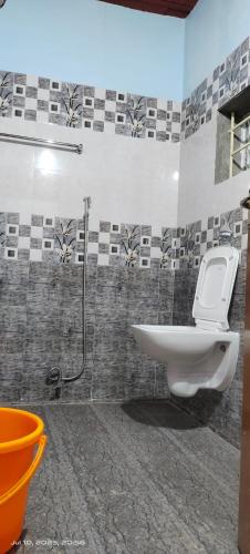 a bathroom with a sink and a toilet at Sky View Resort in Yercaud