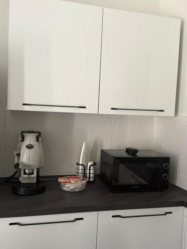 カターニアにあるNaomi Luxury Home 2の電子レンジとトースターオーブンを備えたキッチンカウンター