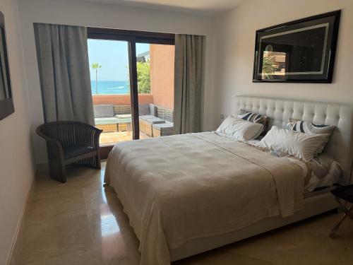 Ένα ή περισσότερα κρεβάτια σε δωμάτιο στο Mar Azul Apart Hotel