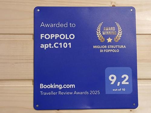 Certifikát, hodnocení, plakát nebo jiný dokument vystavený v ubytování FOPPOLO apt.C101