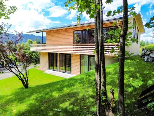 a house on a hill with green grass at Alpenhaus Chalet Panoramablick - Bergbahn unlimited inklusive in Oberstdorf