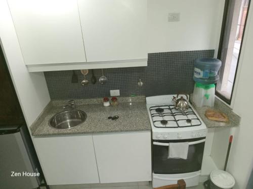 una piccola cucina con fornelli e lavello di Zen house Bs As a Buenos Aires