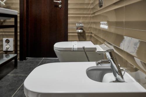 a bathroom with a toilet and a sink at Goral Hotel & Spa in Bukovel