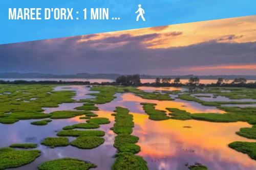 a man walking across a river with grass and trees at Caporizon - Villa Jan Lou - 3 chambres - Grande terrasse in Labenne
