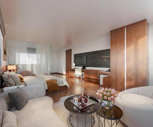 Χώρος καθιστικού στο LUXTEL HOTEL Thành Phố Giao Lưu