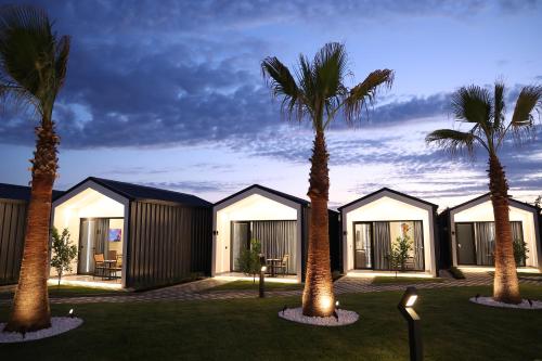 a rendering of a house between two palm trees at Villas Palma Airport in Rinas