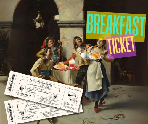 een schilderij van een groep mensen die een ontbijtwagen vasthouden bij B&B Locanda della Vittoria in Catania