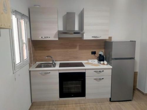 ターラントにあるCasa Vacanze ALeoFraのシンクと冷蔵庫付きのキッチン