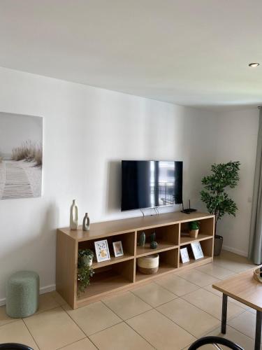 Μια τηλεόραση ή/και κέντρο ψυχαγωγίας στο Ikebana Suite - Modern Apartment with Parking & Swimming Pool