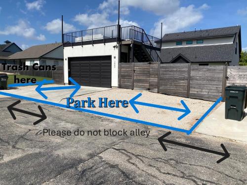 a drawing of a parking lot with a parking lot at Stunning home - walk to square & heated pool in Georgetown