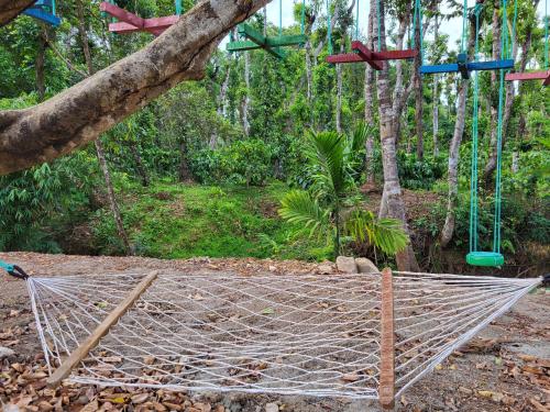 a hammock in the middle of a forest at Sirimane Homestay - Swimming Pool, Food, Near to Falls & Trek in Sakleshpur