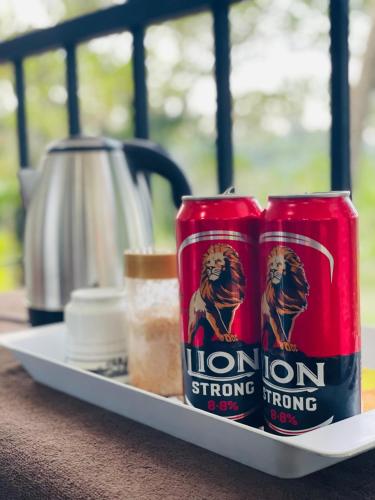 two cans of lion strongifting sitting on a tray at Ella Hillcrest Heaven-Free Pickup from Ella in Ella