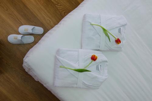 Postel nebo postele na pokoji v ubytování Hotel Archontiko Anyfanti