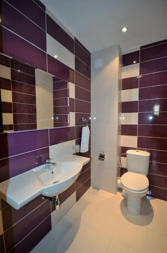 a bathroom with a sink and a toilet at Millennium Apart Complex in Sveti Vlas
