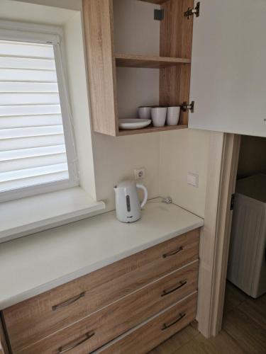 Kuchyň nebo kuchyňský kout v ubytování FB kotedžo apartamentai