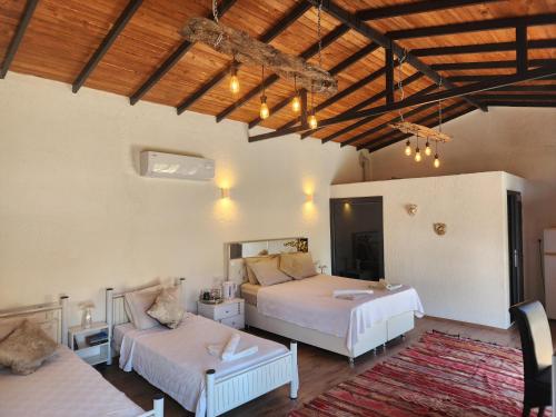 a bedroom with two beds and a couch at Erdem Ciftligi/ Ephesus Arena in Selçuk