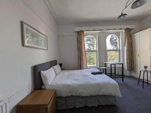 a bedroom with a bed and a window at Ensuite triple room by Swansea University Hospital v in Swansea