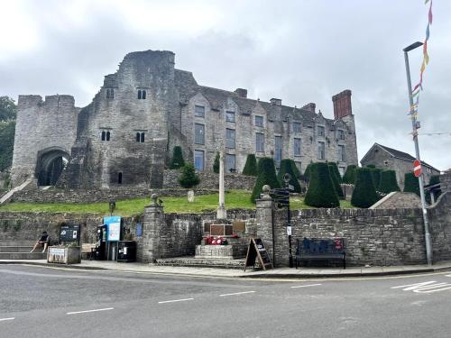 an old castle on the side of a street at Rooftops in Hay-on-Wye