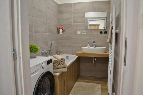 Koupelna v ubytování Apartmán u Fontány 2-free parking