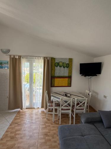 TV a/nebo společenská místnost v ubytování Apartments Jerković Drašnice-1bd