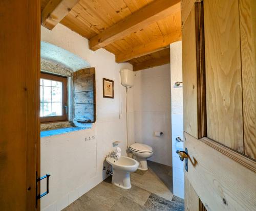 a bathroom with a toilet and a window at Borgo Selvapiana in Morbegno