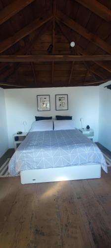 a bedroom with a large bed in a attic at Casa las estrellas in Garafía