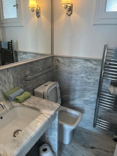 スキロスにあるAegean Houseの洗面台とトイレ付きのバスルーム