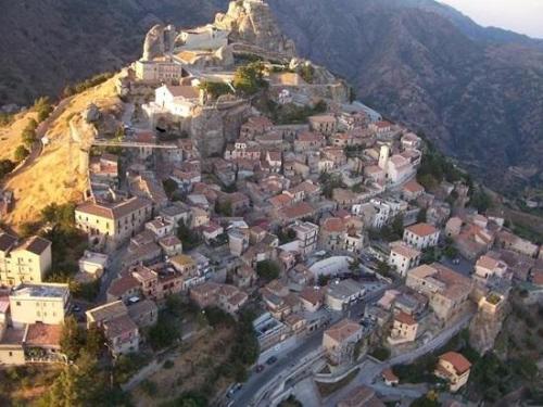 an aerial view of a town on a mountain at Bed and Breakfast Vùa in Bova