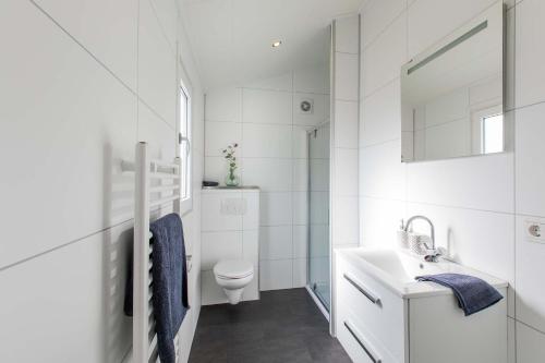 a white bathroom with a toilet and a sink at TopParken – Parc IJsselhoeve in IJssellaan
