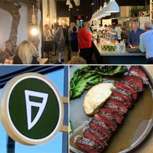 a collage of pictures of food in a restaurant at Historic Arts District Gastro Loft in Benton Harbor