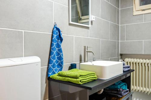 a bathroom with a sink and a mirror at Fribo in Ostrach