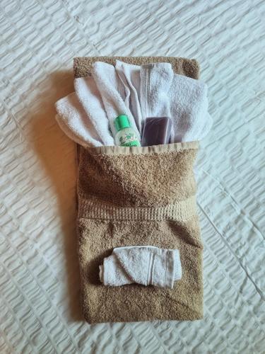 een tas met een tandenborstel en tandpasta bij il posticino di bellagio in Civenna