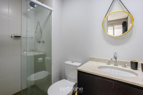 Koupelna v ubytování Apto c/ Varanda Gourmet a 190m do Metrô - WAL0714