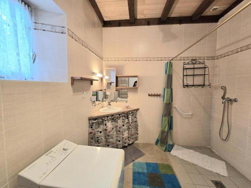 Ένα μπάνιο στο Maison 2 Chambres avec Jardin, Animaux Acceptés, Parking, WiFi à Mazeyrolles - FR-1-616-106