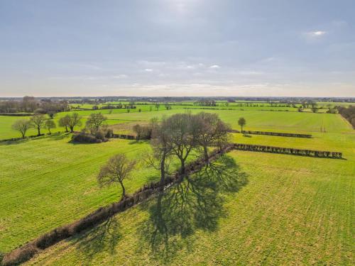 an aerial view of a green field with trees at Alberts Dairy in Diss