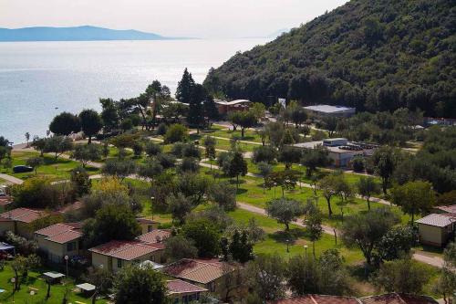 an aerial view of a small town next to the water at Mobilehome in Rabac 16897 in Rabac