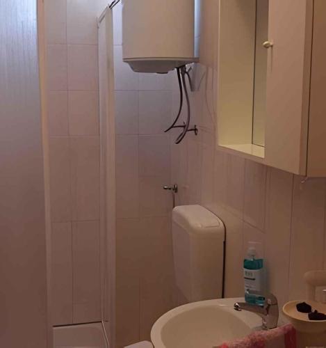 a small bathroom with a toilet and a sink at Apartment in Supetarska Draga 17854 in Supetarska Draga