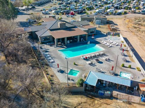 an aerial view of a pool at a resort at Verde Ranch RV Resort in Camp Verde
