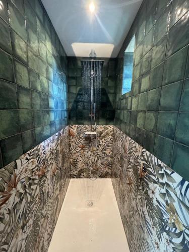 une salle de bain avec baignoire et douche dans l'établissement La forge de Godincthun, à Pernes-lès-Boulogne