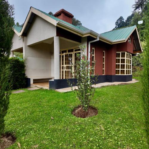 a house with a small tree in front of it at Paradise Farm Cottages Mbui Nyeri in Ihua