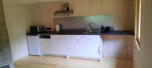 a kitchen with a sink and a counter top at Jauntilmači in Košrags