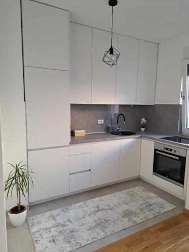 Η κουζίνα ή μικρή κουζίνα στο Apartman Luxury kod Kafeterije 5 i Wabi Sabi