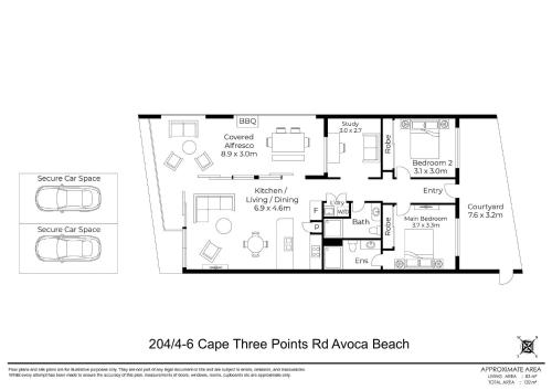 a floor plan of a house with at Solea in Avoca Beach